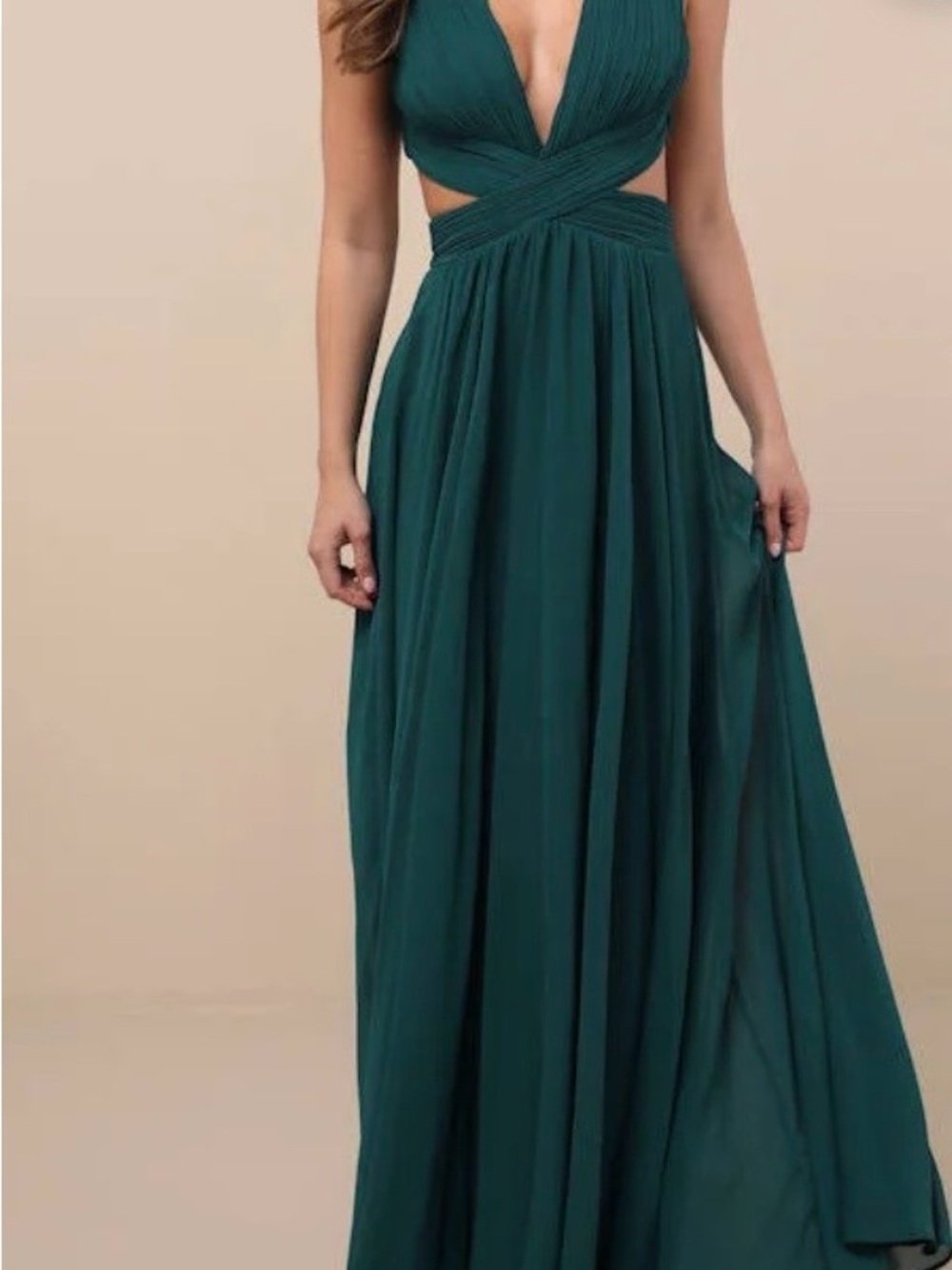 Lulus cutout emerald green maxi dress sz S